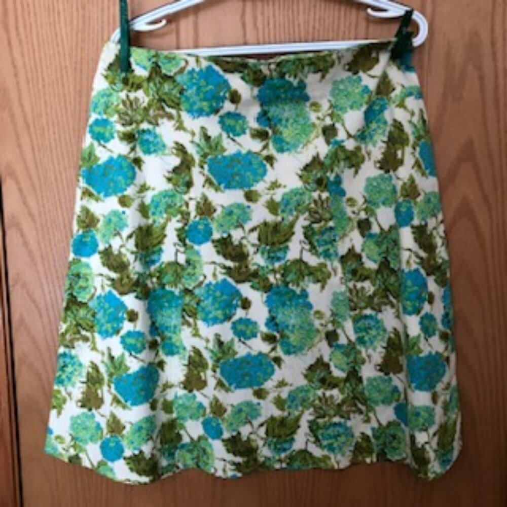 Vintage 1990s Y2K Live A Little Blue Green Cotton Floral Skirt 12